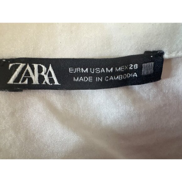 2/$30 ZARA Medium Ruffle Collar Long Sleeve Blouse White - Picture 5 of 15